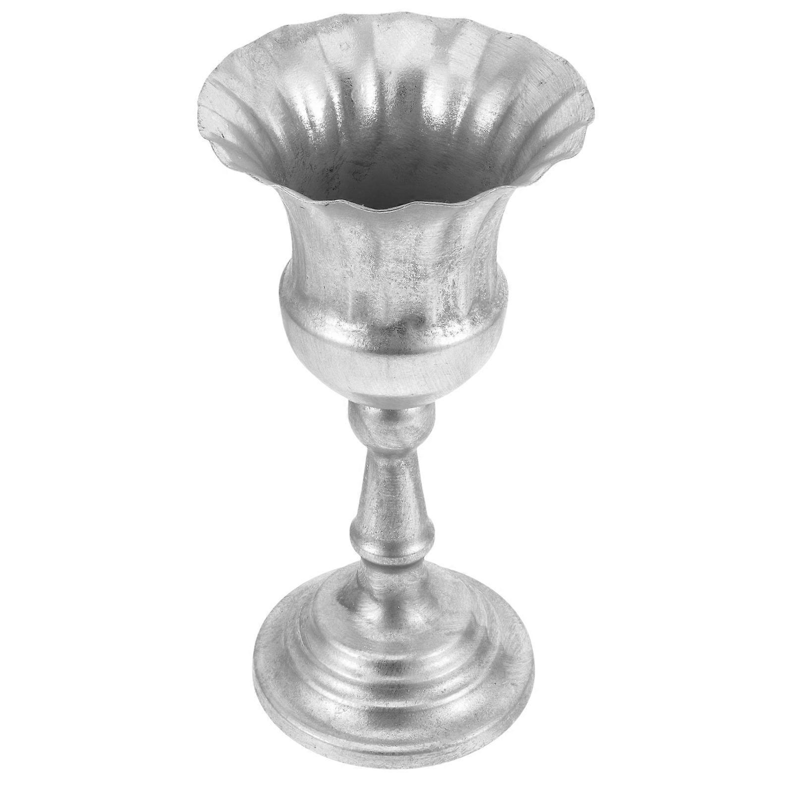 Silver Iron Vase for Office Decorative Flower Arrangements with Stable Base and Delicate Style