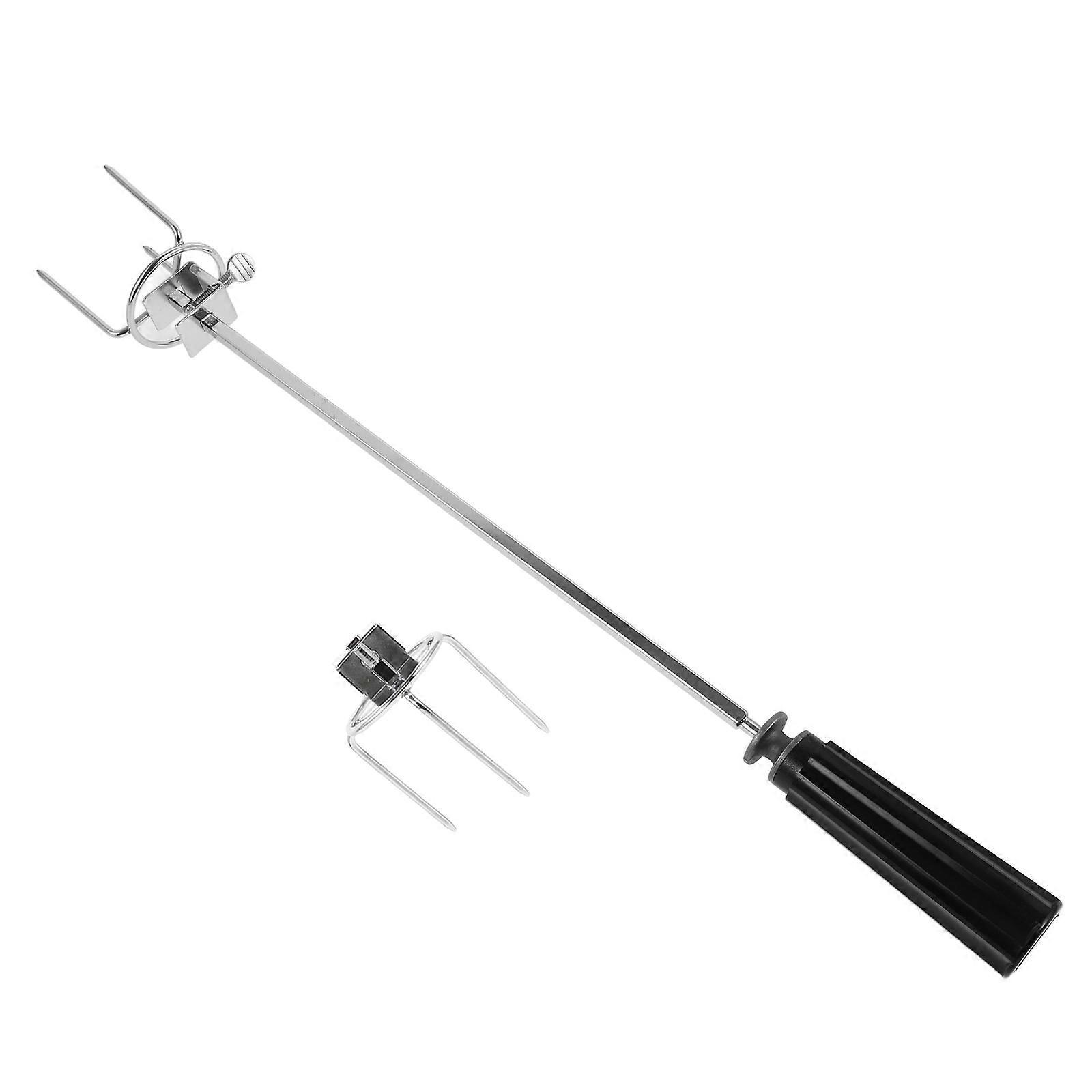 Rotating BBQ Fork for Kitchen Use Made of Stainless Steel 1 Set Lightweight and Portable Skewer