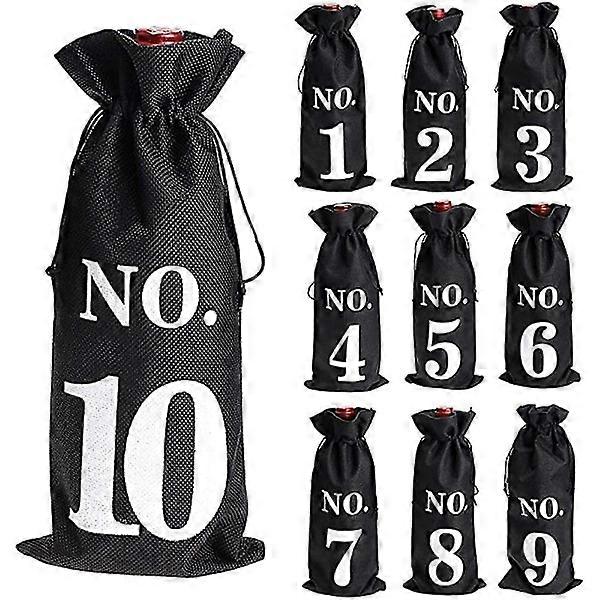 1 to 10 Burlap Wine Bags Blind Tasting Drawstring Pouch Blue