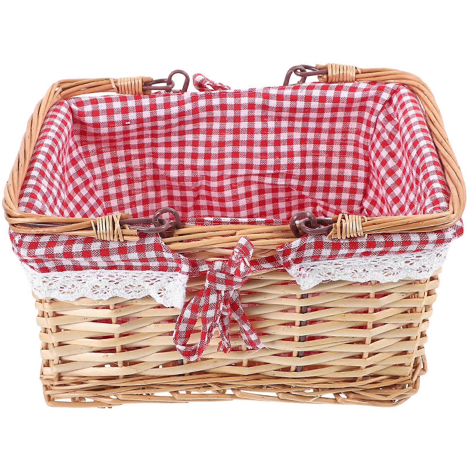 Multipurpose Wicker Picnic Basket Light Brown Household Item Storage 1Set