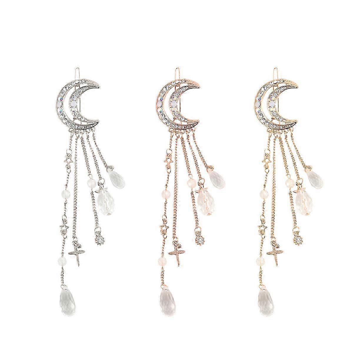 Decorative Bobby Pins Geometric Moon Shape Hairpins For Party Daily Life 3Pcs