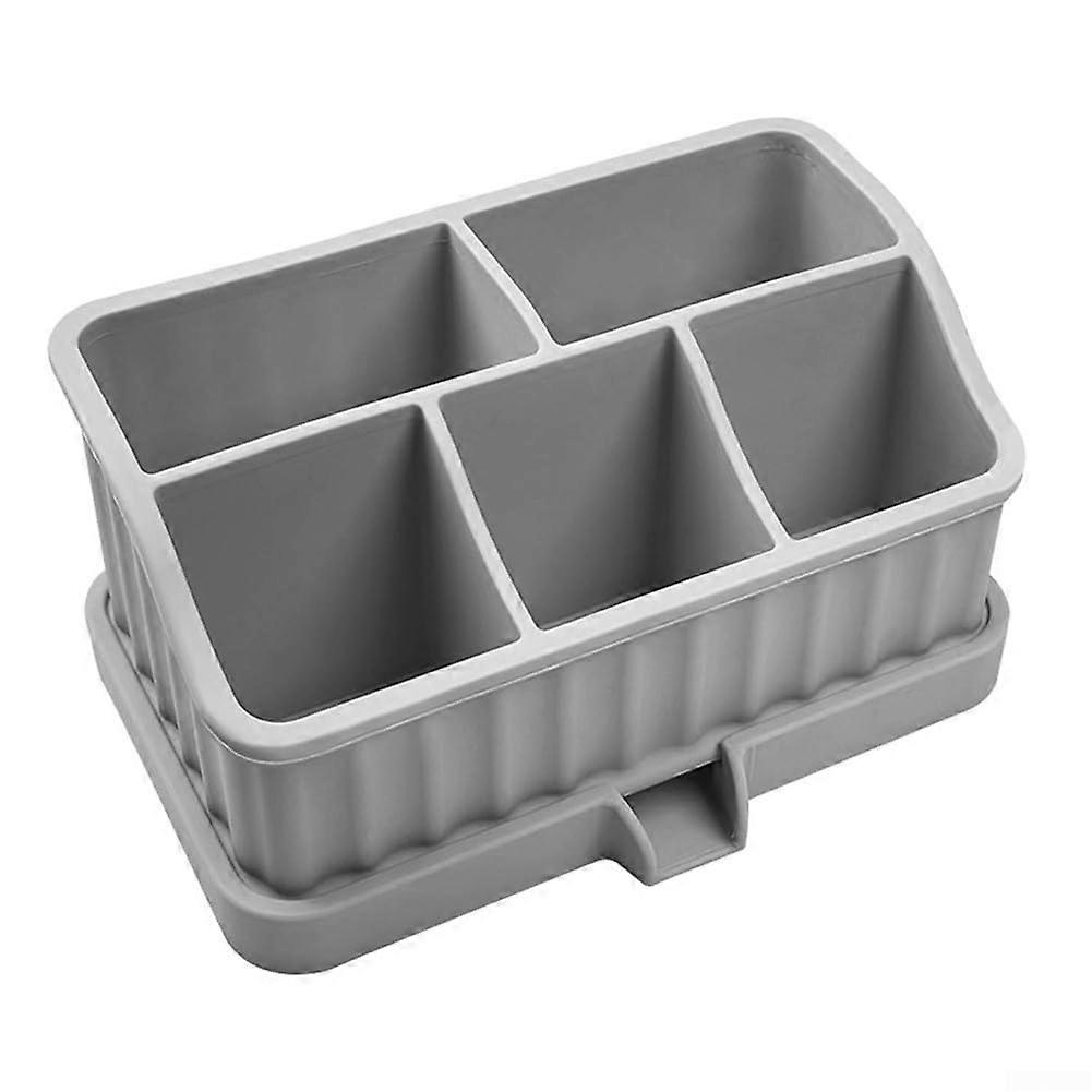 Removable Silicone Storage Box with Drainage Holes for Bathroom Moisture Control (Grey)
