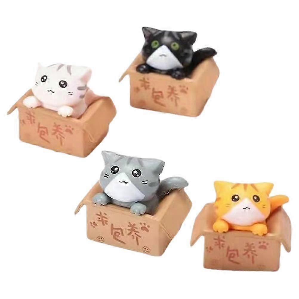 Table Decorative Kitten Cat Mini Figures Desktop Ornament Pet Lovers White 4Pcs