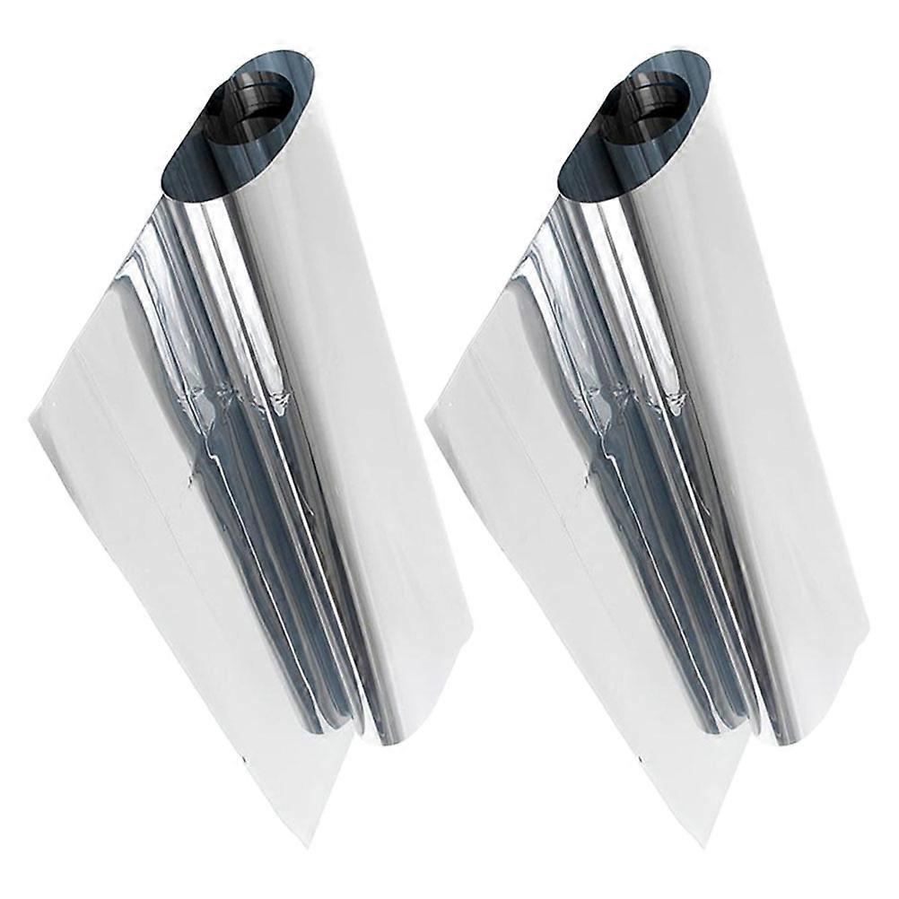 Window Film for Heat Blocking and Privacy Protection Silver Plastic Easy to Install 2 Pieces