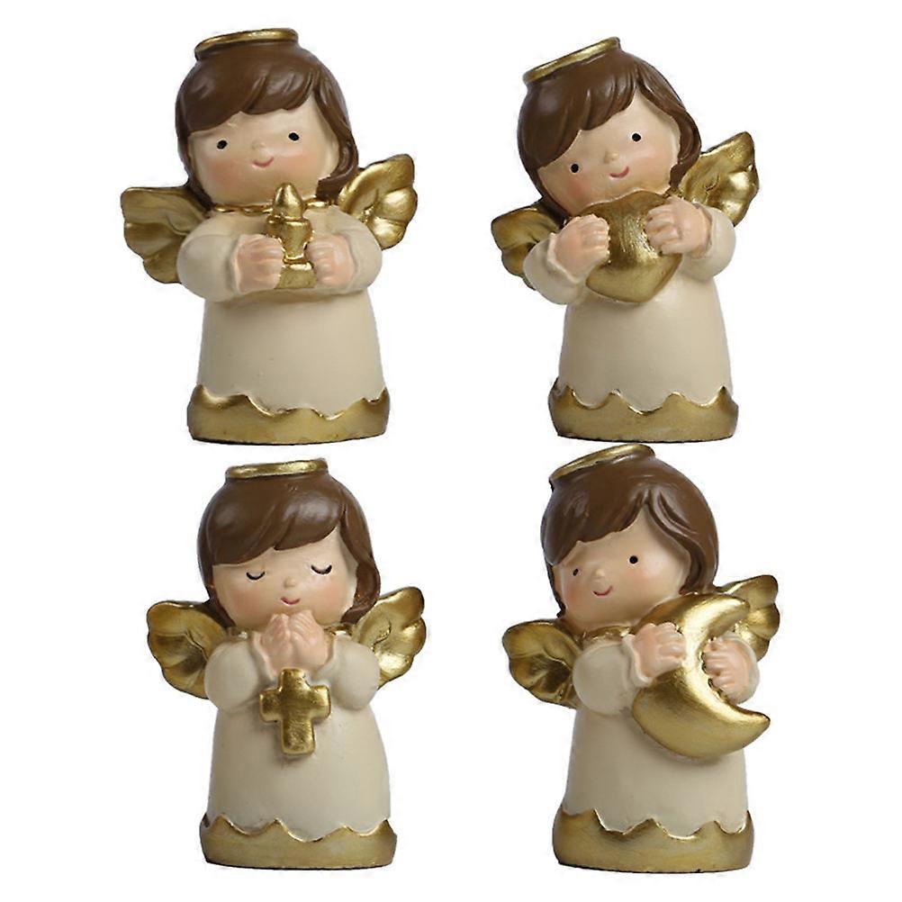 Golden Angel Ornament for Decoration Made of Resin Ideal for Home Party and Car 4 Pieces