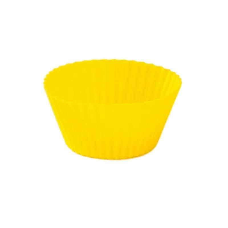 Reusable Silicone Round Baking Muffin Liners, 12 Pieces, Yellow