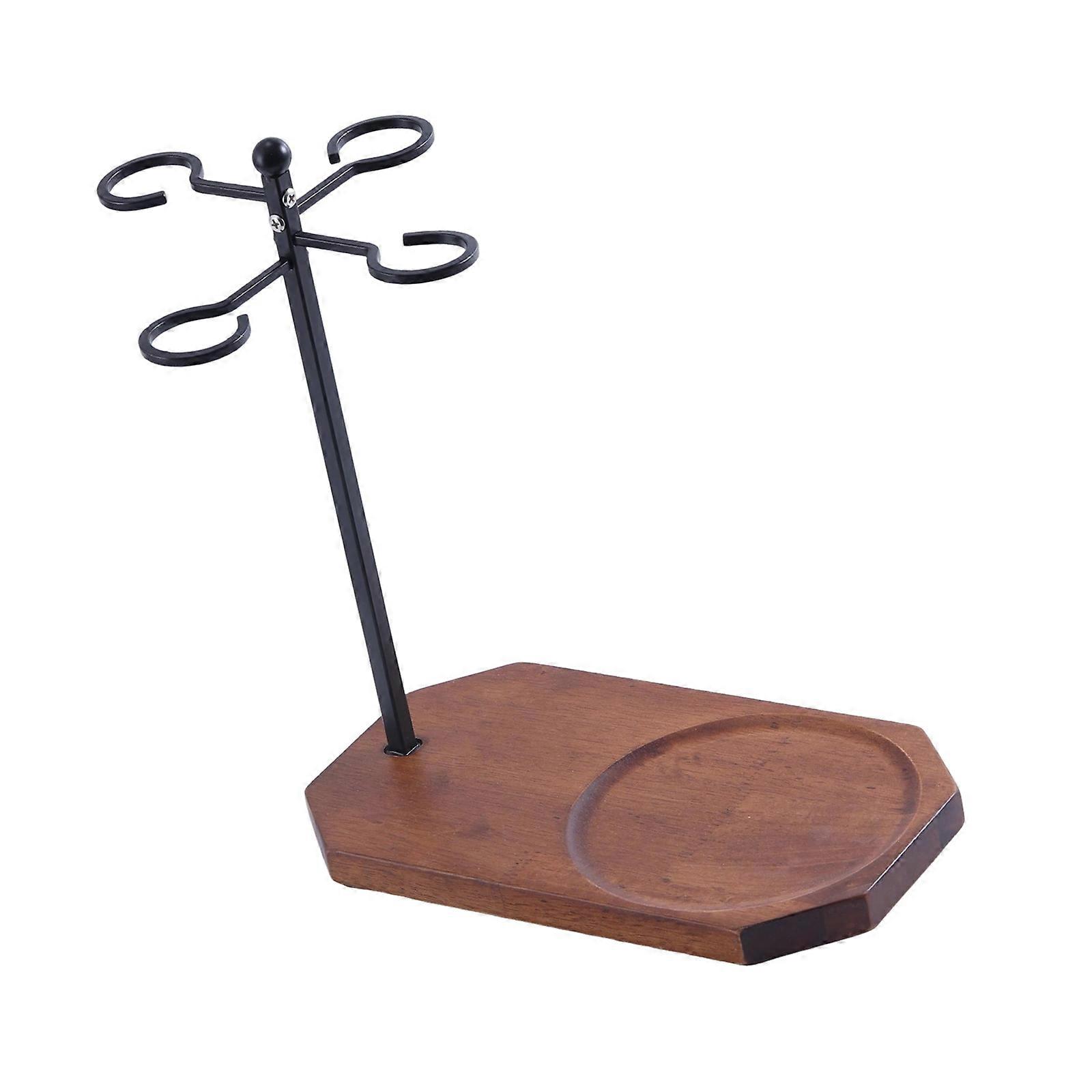 מתקן כוסות יין עם 4 ווים ומגש פתרון אחסון כוסות יין מסוג הפוך מארגני כוסות יין קלים לשימוש ססגוניים