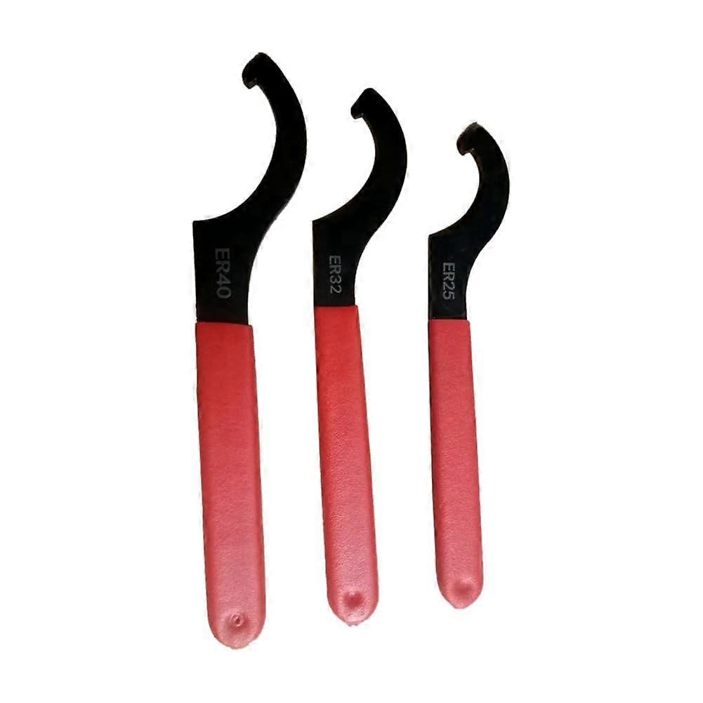 3-Piece Machine Tool Wrench Set ER25/32/40 For Collets Multi-Spec Black And Red