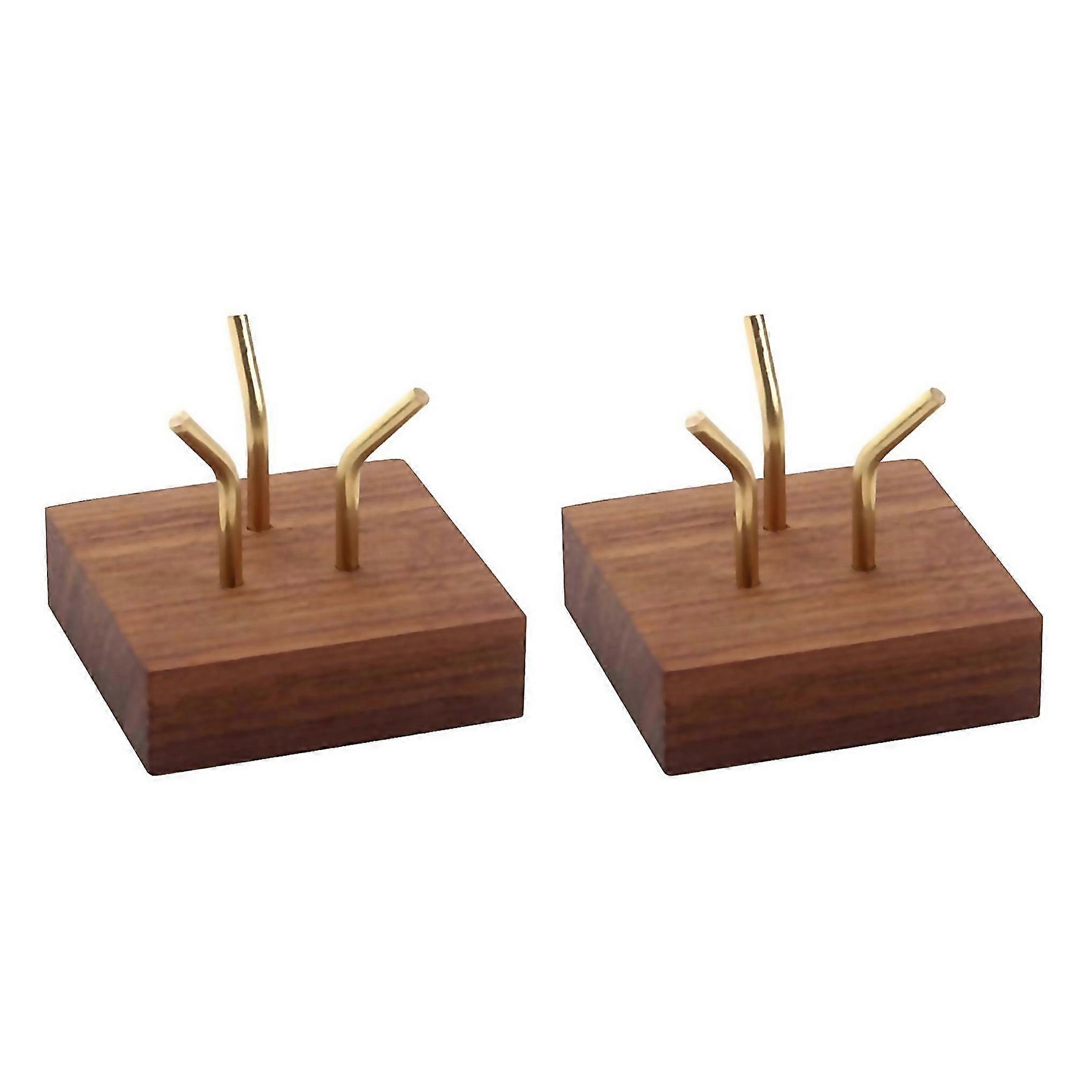 2 Pcs Display Stand Walnut Base Crystal Display Holder For Fossil Coral Geodes Rock Mineral Small Co