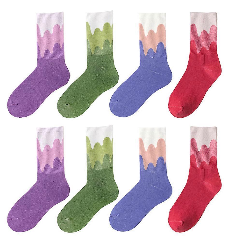 Casual Socks Mid Calf Assorted Color Comfortable Daily Wear 4 Pairs