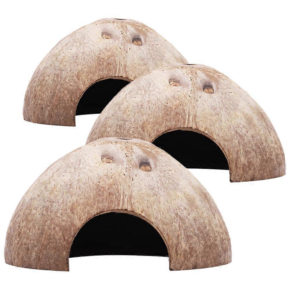 3pcs Coconut Shell Hamster Cave Decorative Hideout Accessory