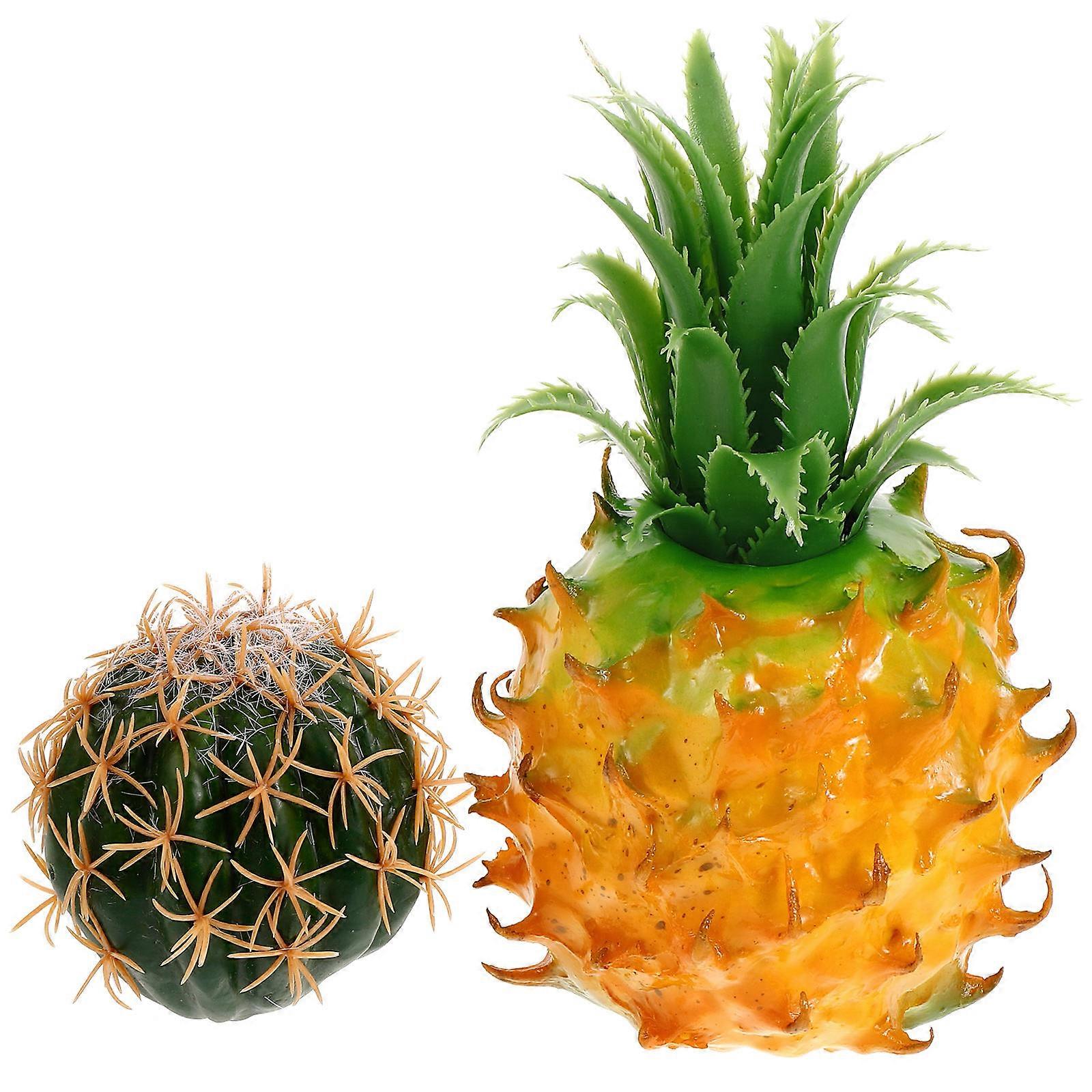 Car Antenna Topper Set of 2 Pineapple Cactus Design PU Auto Exterior Decoration Easy Install Dashboard Accessory for Most Vehicle Models