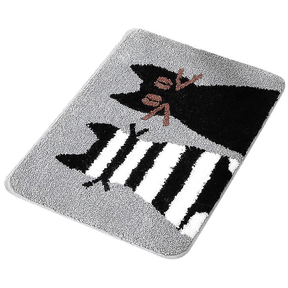 Premium Grey Non-slip Floor Mat With Cat Design Suitable For Bathrooms And Kitchens Providing Anti-skid Safety 1Pack