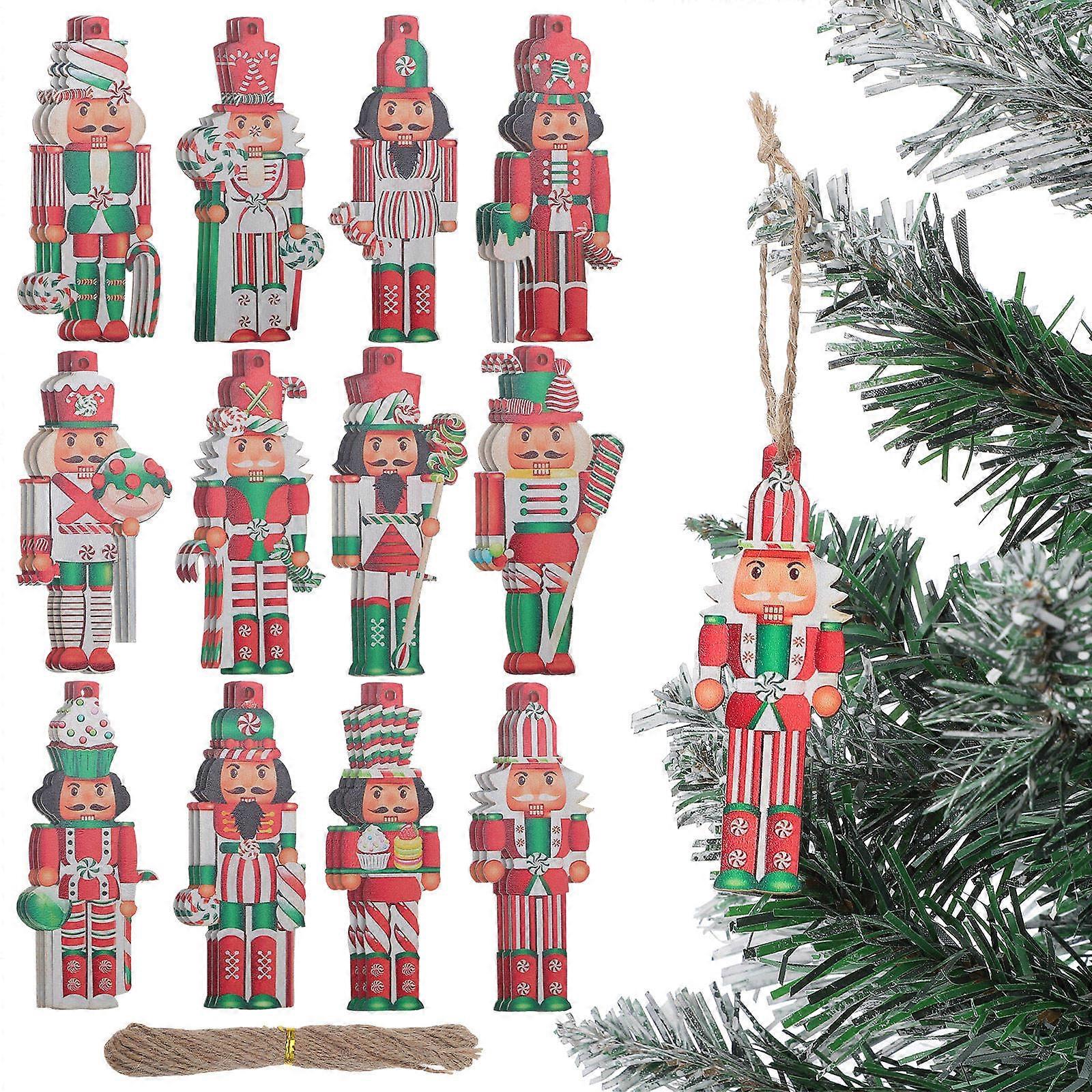 Nutcracker Christmas Tree Decorations Nutcracker Ornaments Hanging Wooden Multi Decorative 36Pcs