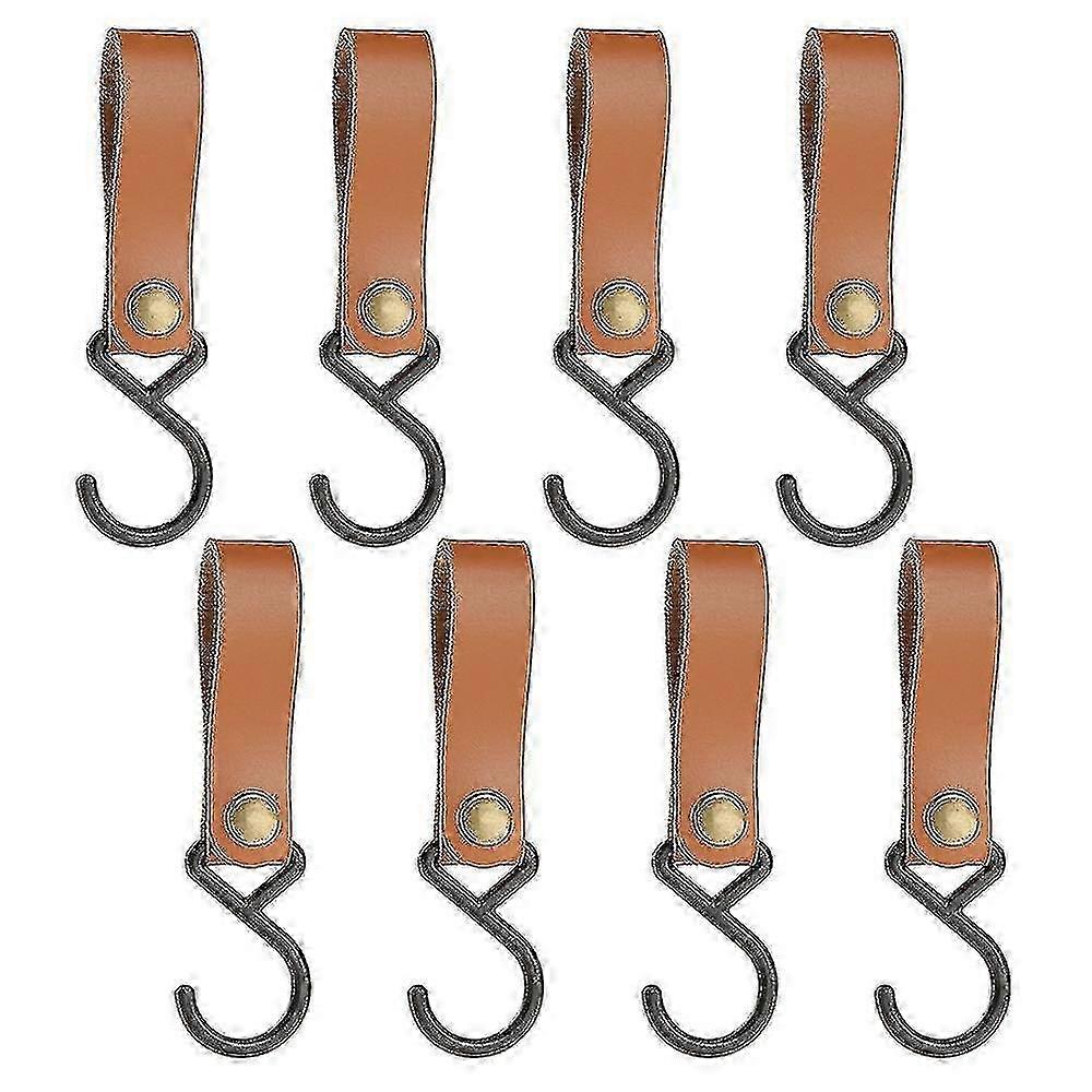 2025 8pcs Leather S-hooks, Metal Hooks For Hanging, Camping Hook Hanger Stroller Hooks