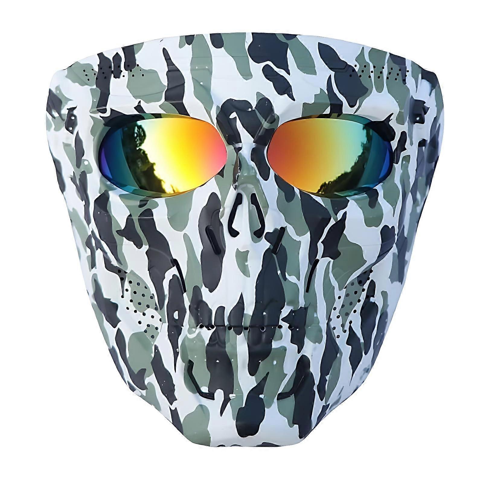 Motorcycle Goggles Mask Windproof AntiFog Protective with Removable Face Mask (Camouflage)