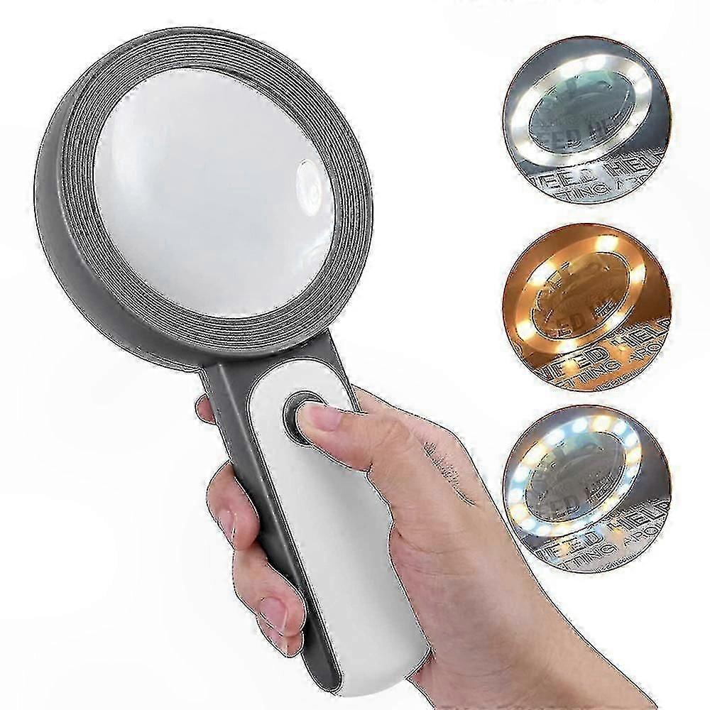 Large LED Lighted Magnifying Glass for Reading, Crafting, and Inspection, Portable Illuminated Handheld Magnifier for Seniors and Hobbyists