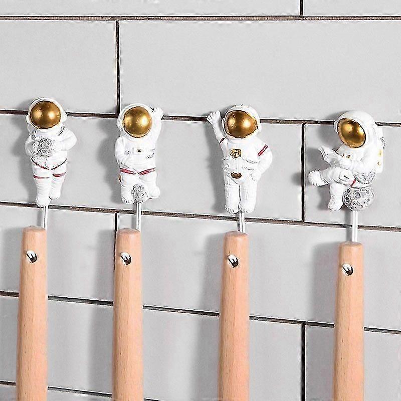4kpl Happy Planet Hang Ripustimet Lasten pyyheteline Kypärä Ripustin Spaceman Seinäkoukut Astronauttikoukut Metallikoukut Raskaat seinäkoukut