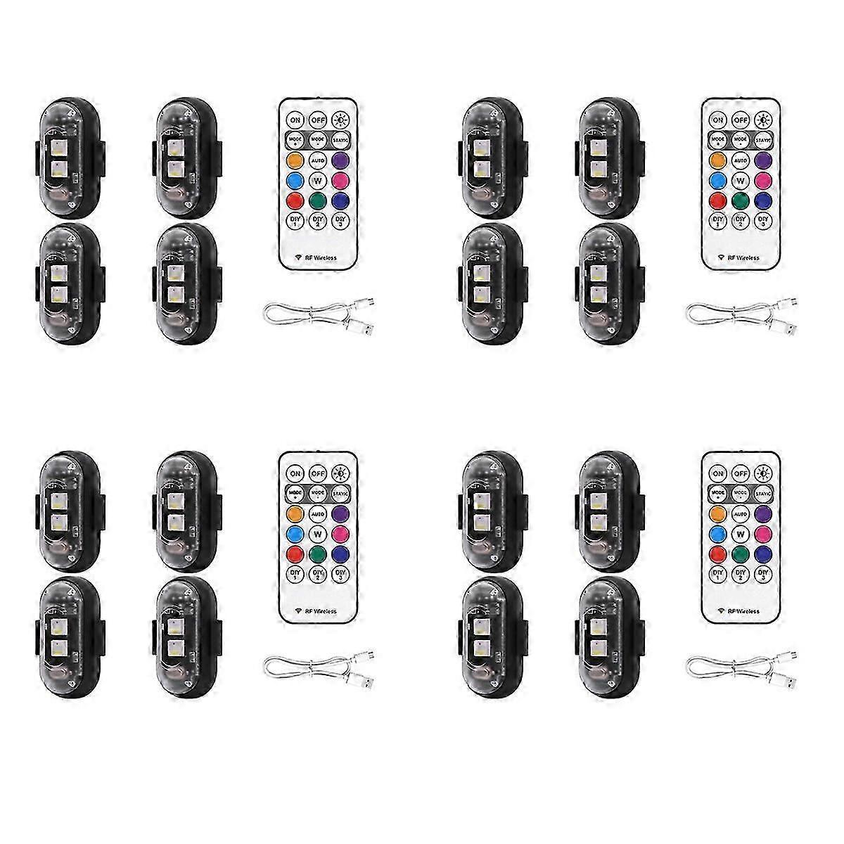 16PCS Wireless LED Strobe Lights with Remote Control, 8 Colors USB Charing Waterproof Emergency War