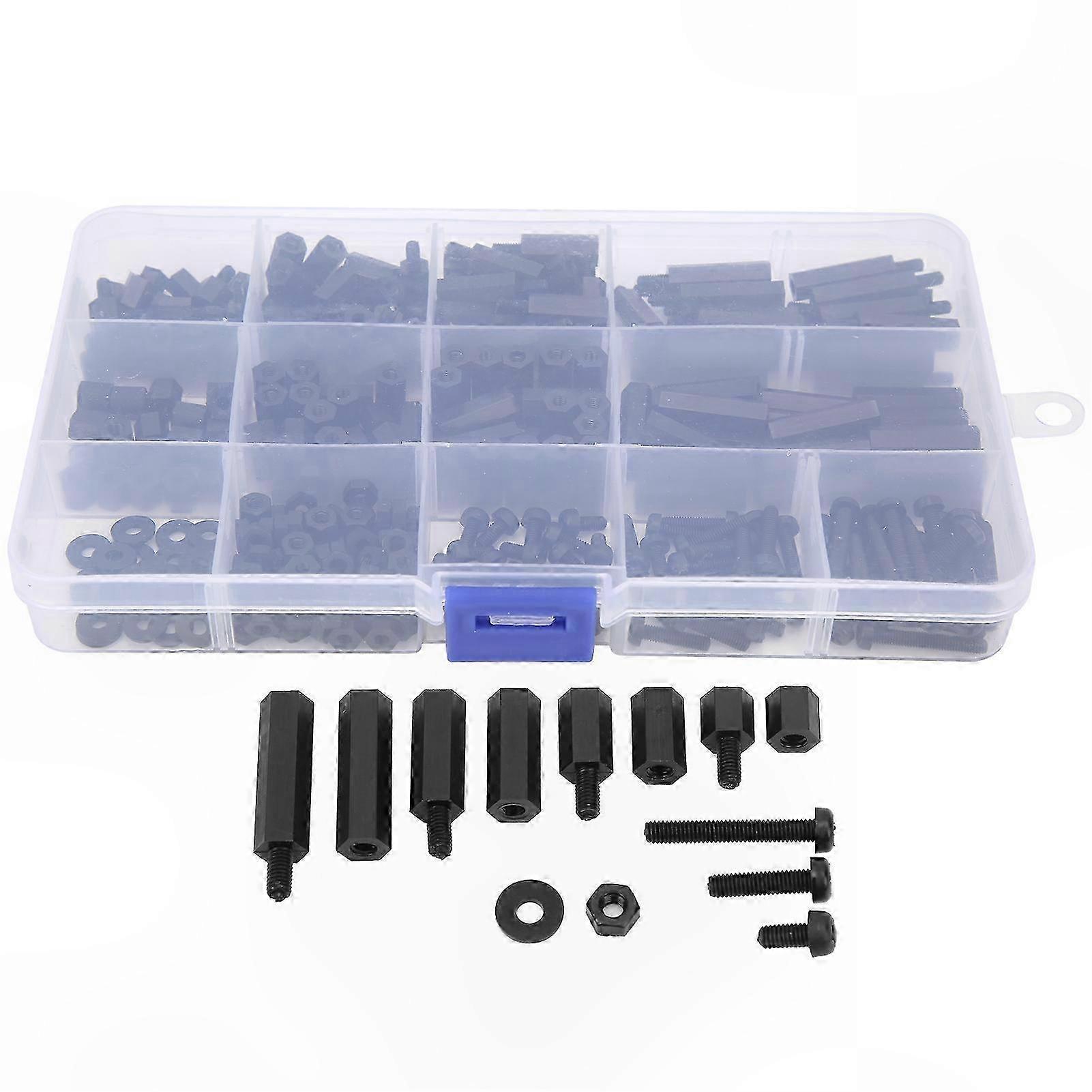 Black Nylon Hex Standoff Kit M3 Size Assorted Fasteners for DIY Projects and Electronics Repairs