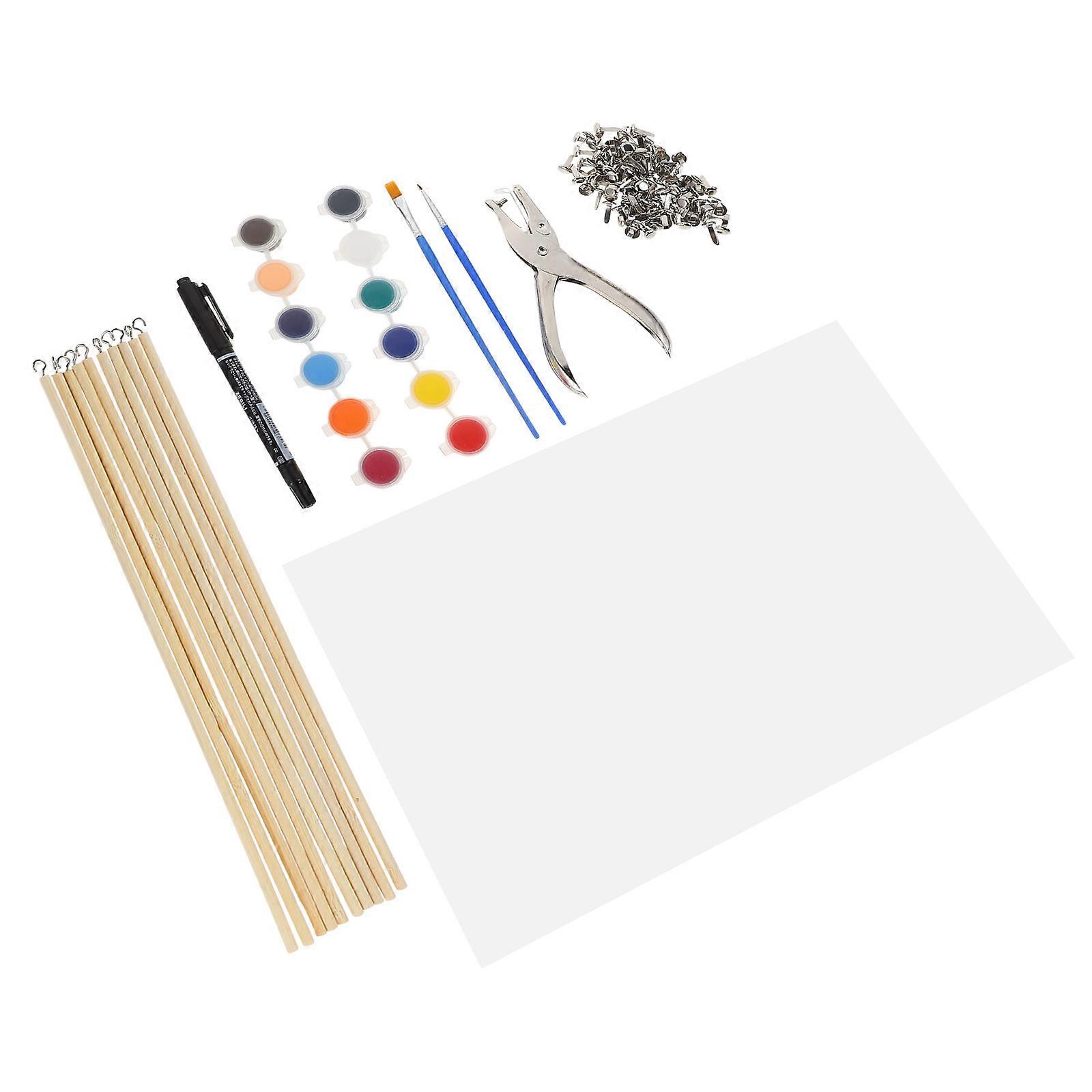 Diy Shadow Puppet Kit Rectangular Boards Cultural Education Materials Wood Alloy Plastic for Parents 1Set