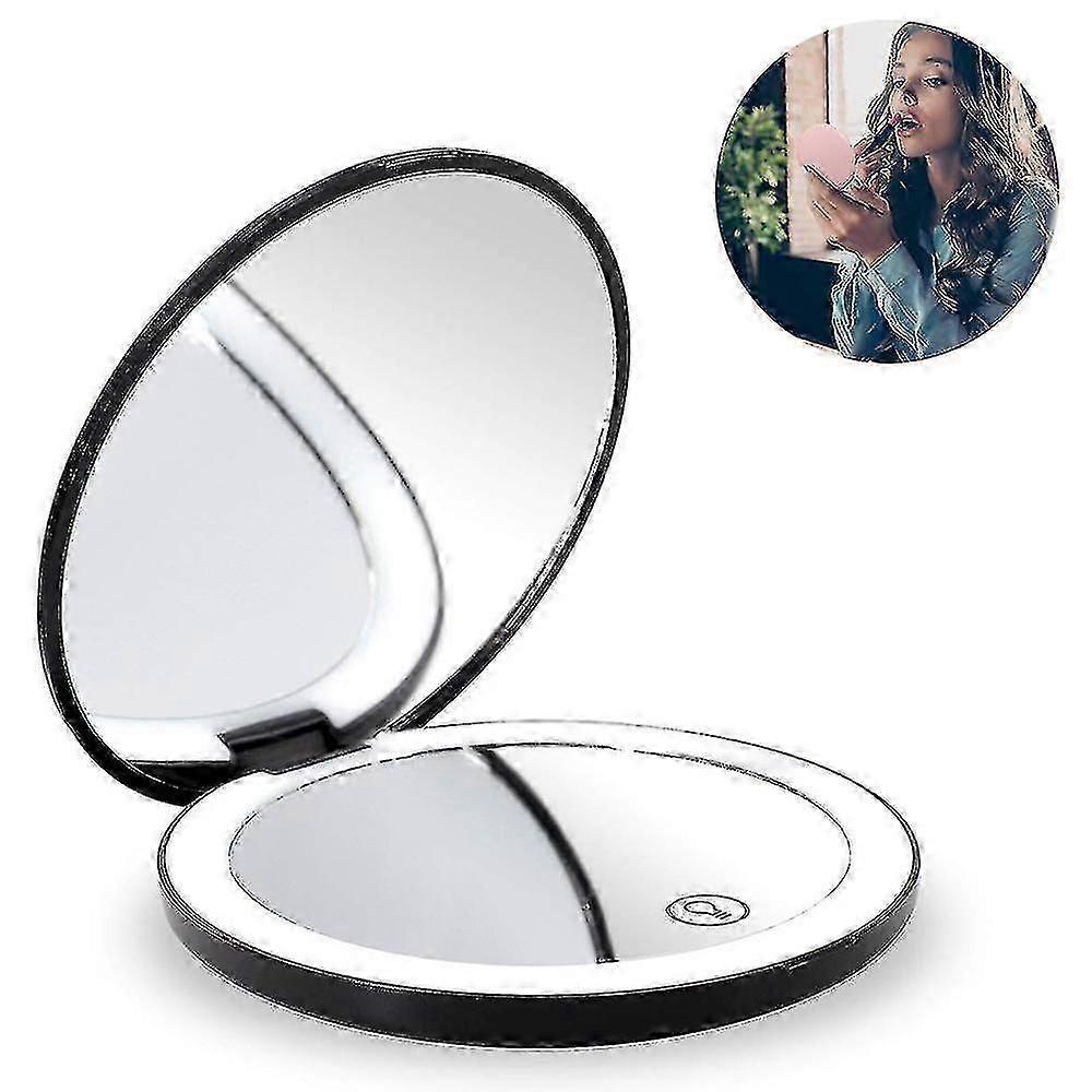1x And 10x Magnifying Handheld Makeup Mirror With 12 Leds Lights Tw