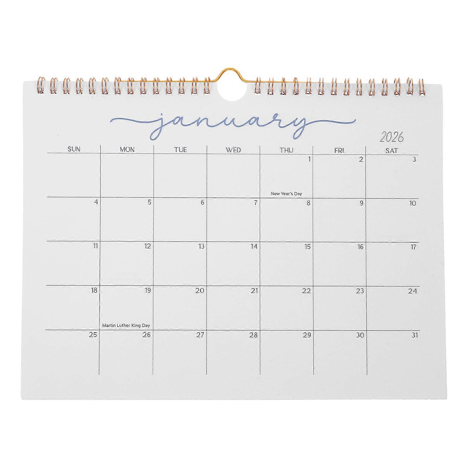 2026 Reusable Wall Calendar with Ample Writing Space for Planning White Paper Design 12 Months