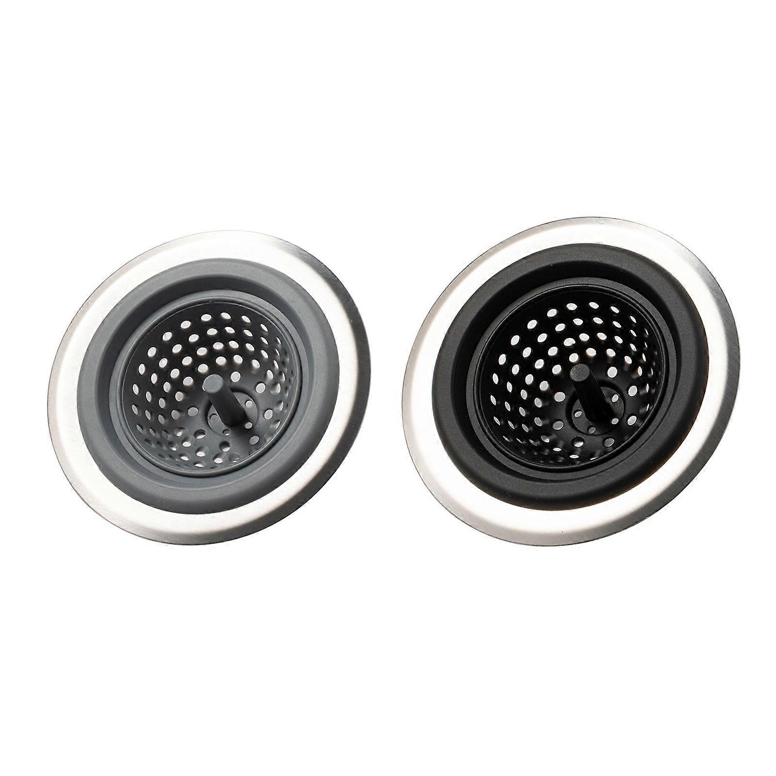 2er-Set Spülbecken-Siebe, Duschabfluss-Haarfänger, Kanal-Haarfilter-Stöpsel, Küchenhelfer, leicht zu reinigen, mehrfarbig