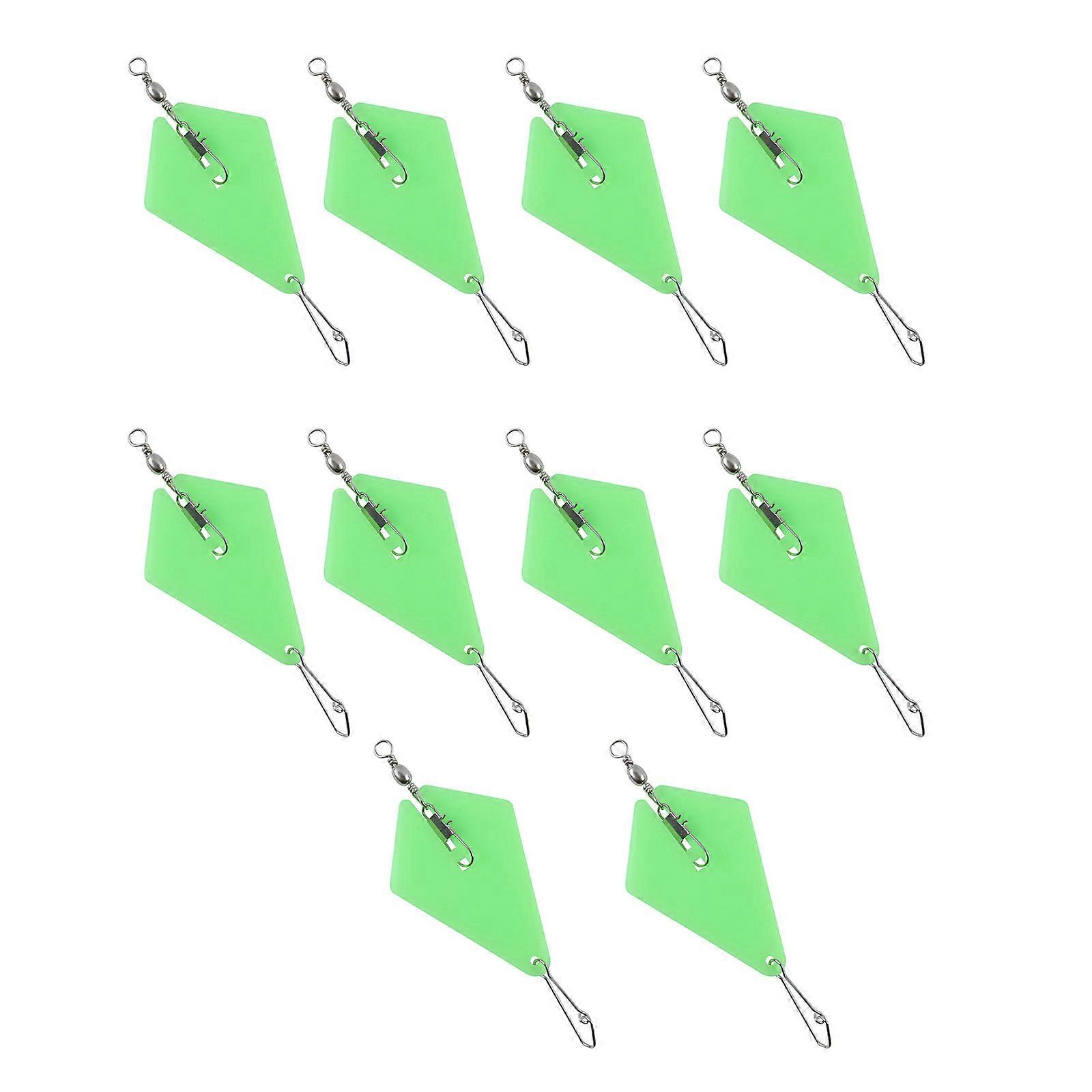 10Pcs Sea Fishing Sinkers with Luminously Triangular Plate Fishing Clip Small Rotating Pin Swivels Snapping Connector Multicolor