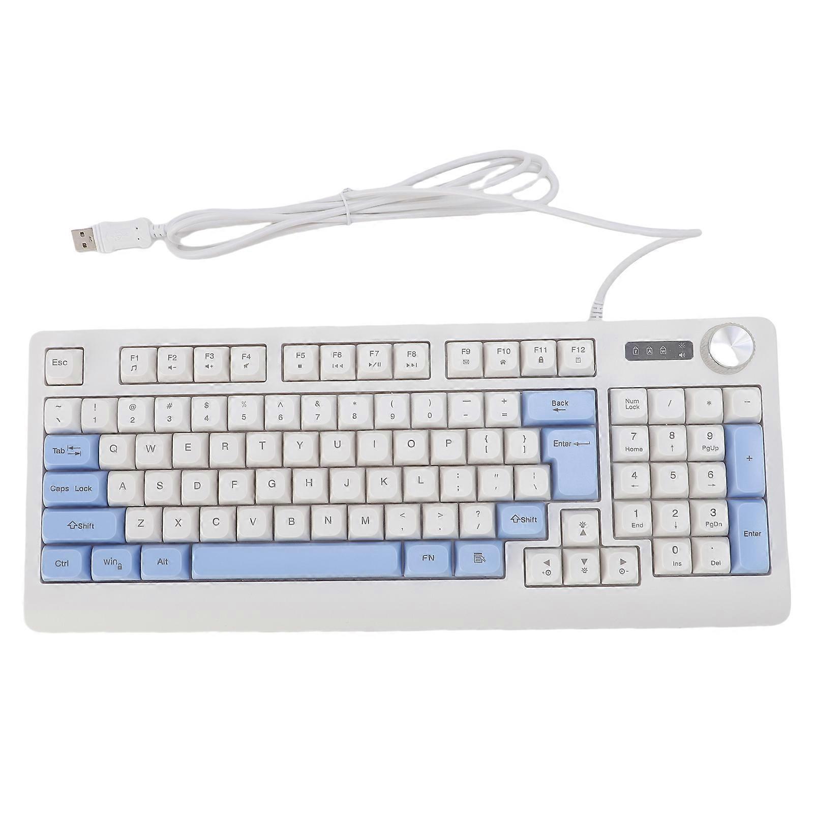 93 Keys Dynamic RGB Backlit Ergonomic Design Wired Gaming Keyboard with Volume Knob for Laptop