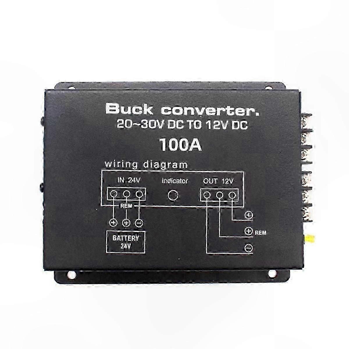 24V to 12V 100A DC Power Converter with Temp Control for Golf Cart & Car Electric System