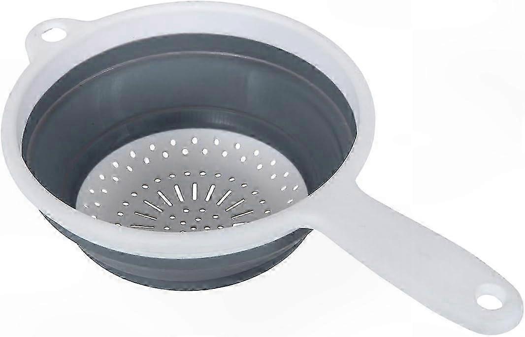 Kompaktes Klappsieb mit Griffen, grau & weiß, 34x20x3cm - platzsparendes Küchensieb für den Alltag