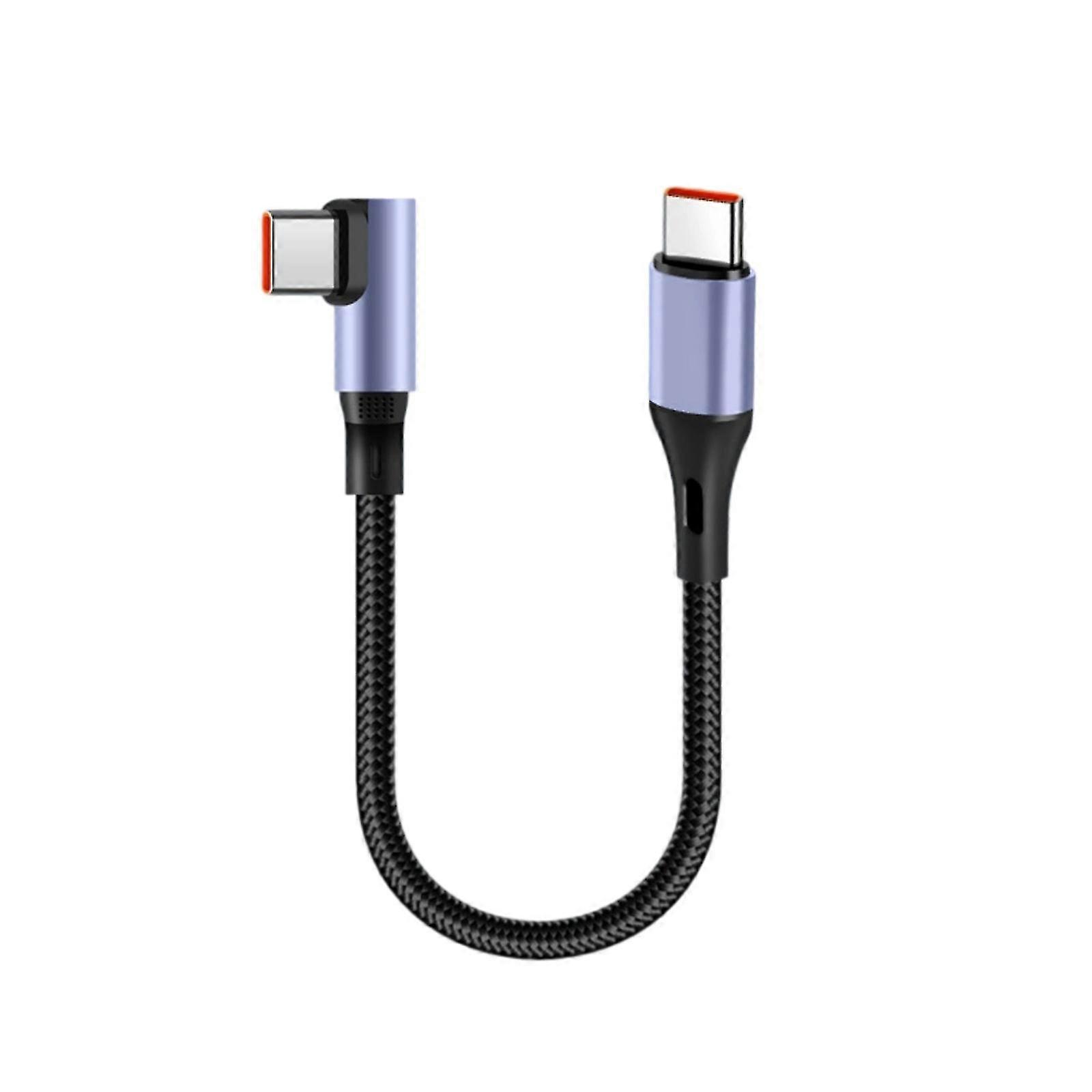 Angled Type C Charging Cable Short Fast Data Cord Thickened Wire Stable Data Transfer Wide Device Compatibility Black