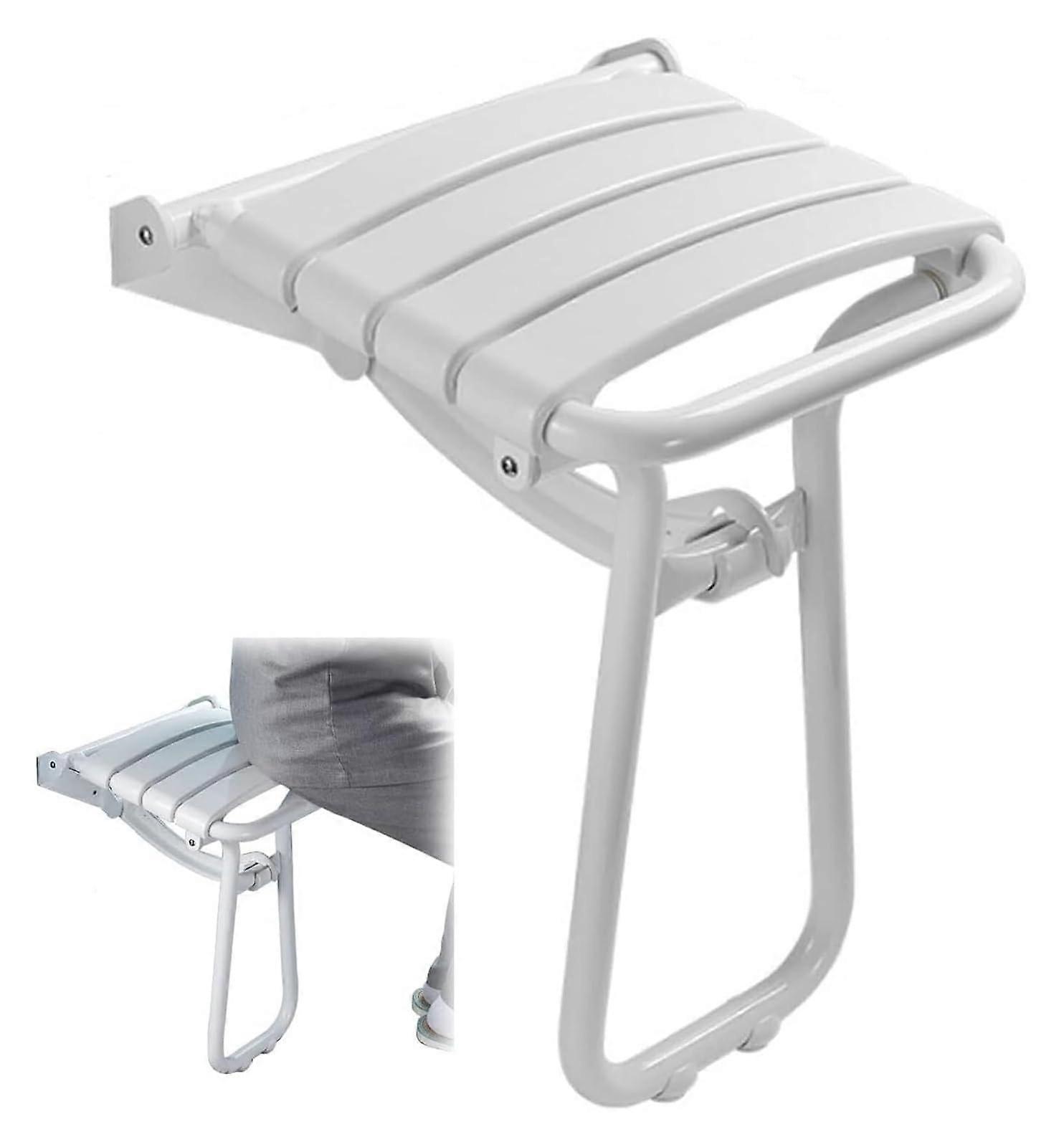 Folding Shower Seat Wall Mounted Fold Down Bench Indoor Shower Chair White Finish