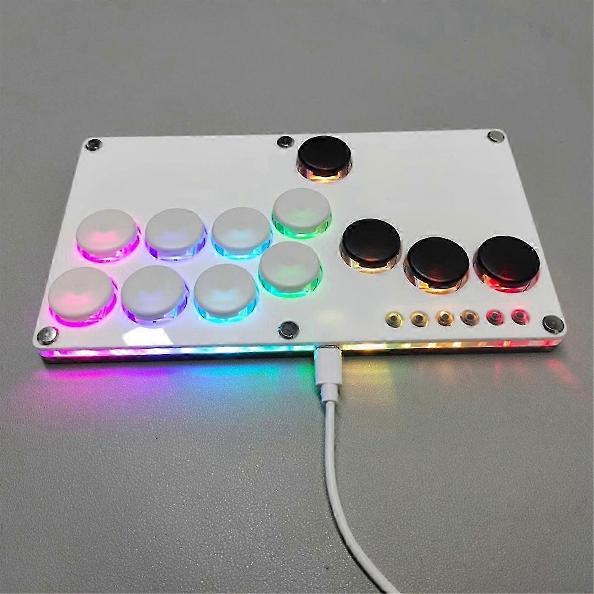 Controlador de Codificador de Jogo de Luta Arcade Flatbox - Xinput/Dinput Mini Console com Teclas Brancas e Pretas
