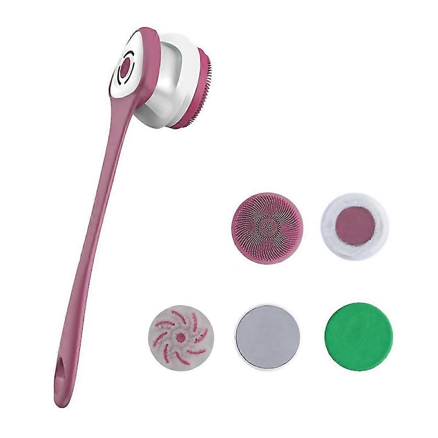 For 5in1 Rechargeable Electric Shower Brush Set Back Scrubber