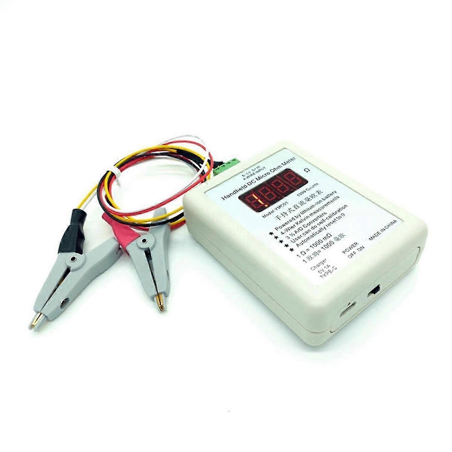 ハンドヘルドDCミリオームメータ低抵抗テスター0.01-19.99Ω 4線式ケルビン測定メーターミリ