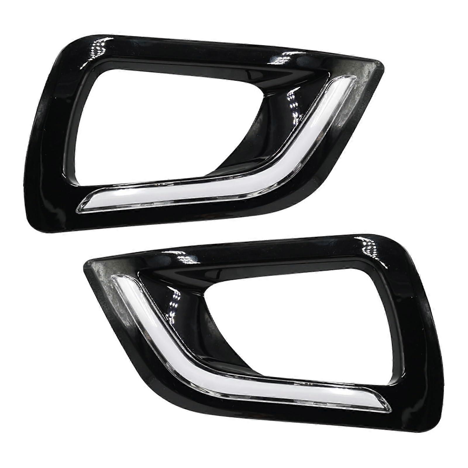 Car Front Fog Lights 2PCS For Nissan Navara NP300 20152019 LED DRL With Turn Signal Fog Lamp Black White