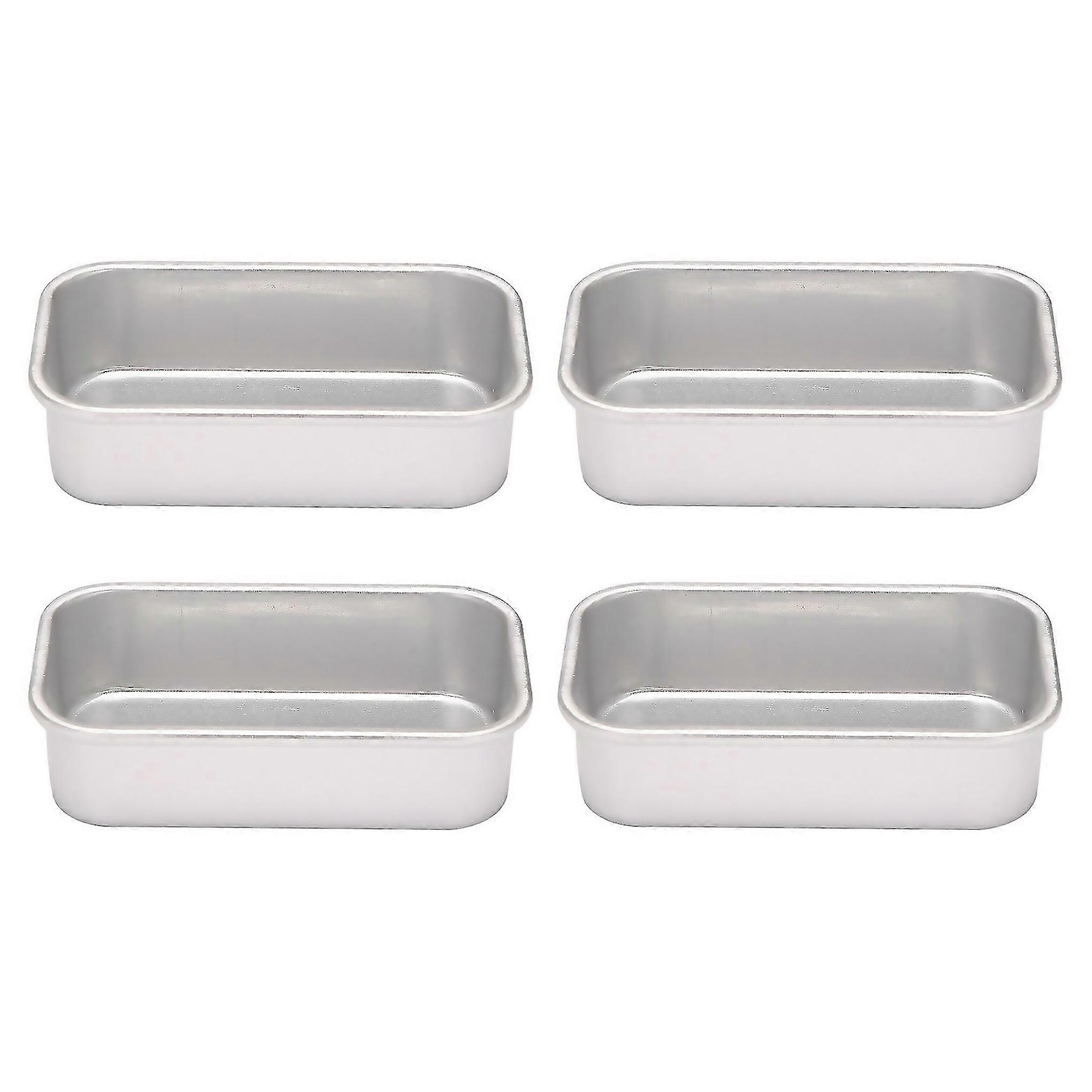 For 4pcs Aluminum Alloy Loaf Tin Rectangular Nonstick Bread Mould Bread Loaf Pans Baking Tools Kitch