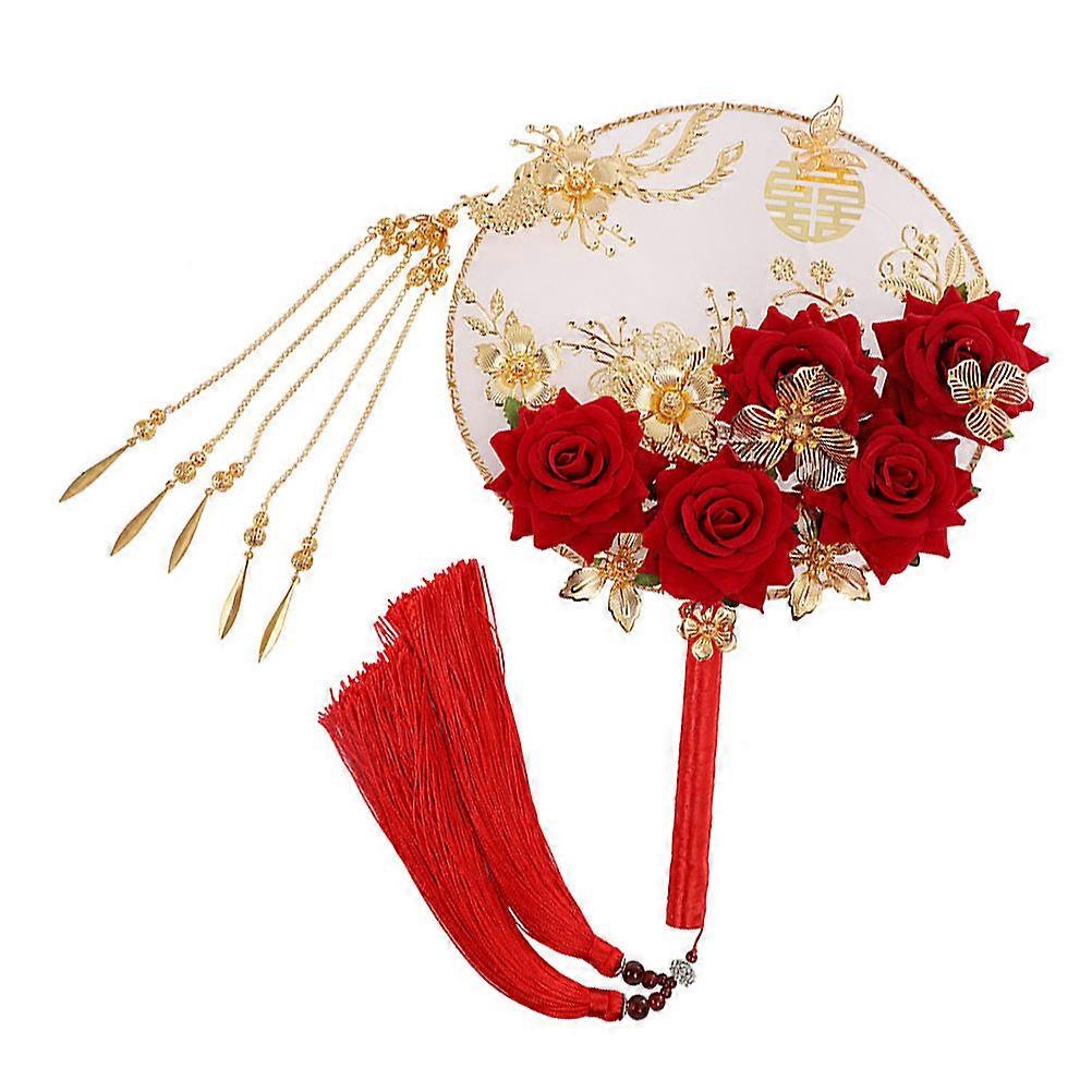 Chinese Circular Fan for Bride Use Traditional Handmade Wedding Fan