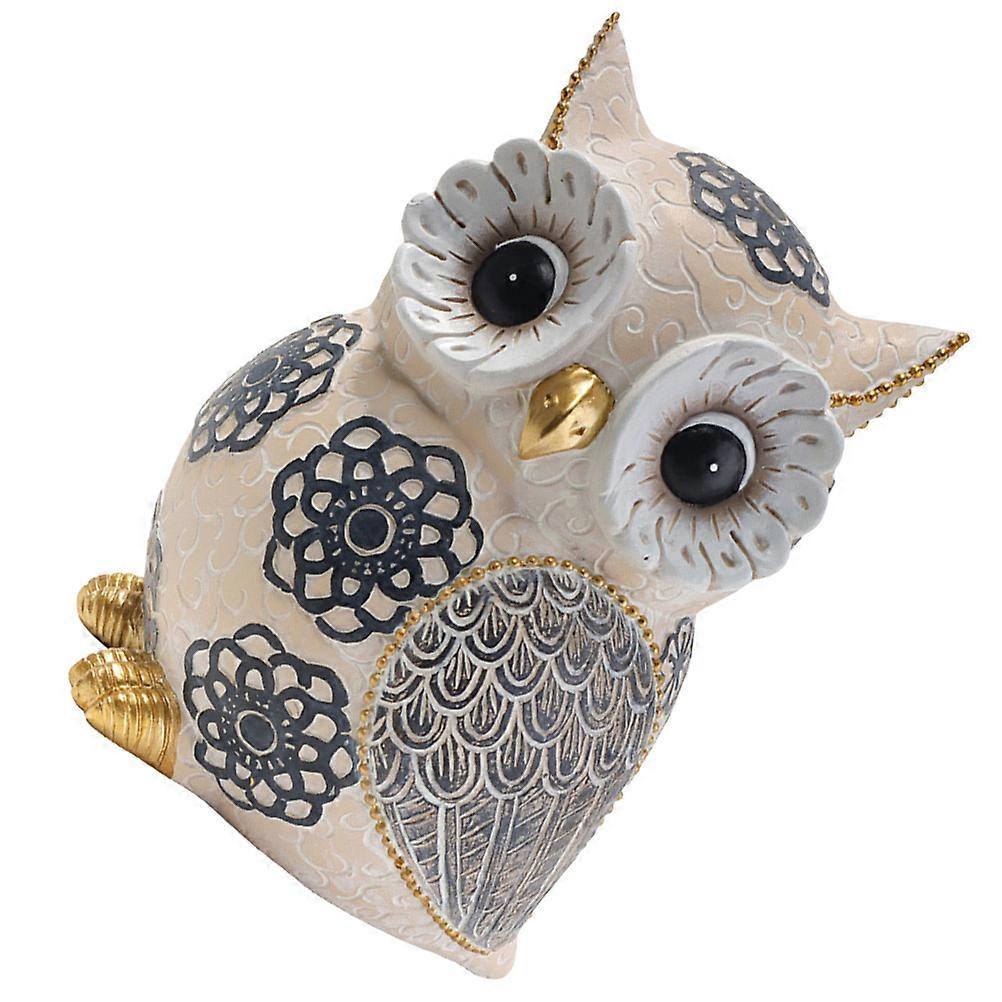 Resin Owl Decoration Desktop Owl Statue with 3Pcs Set
