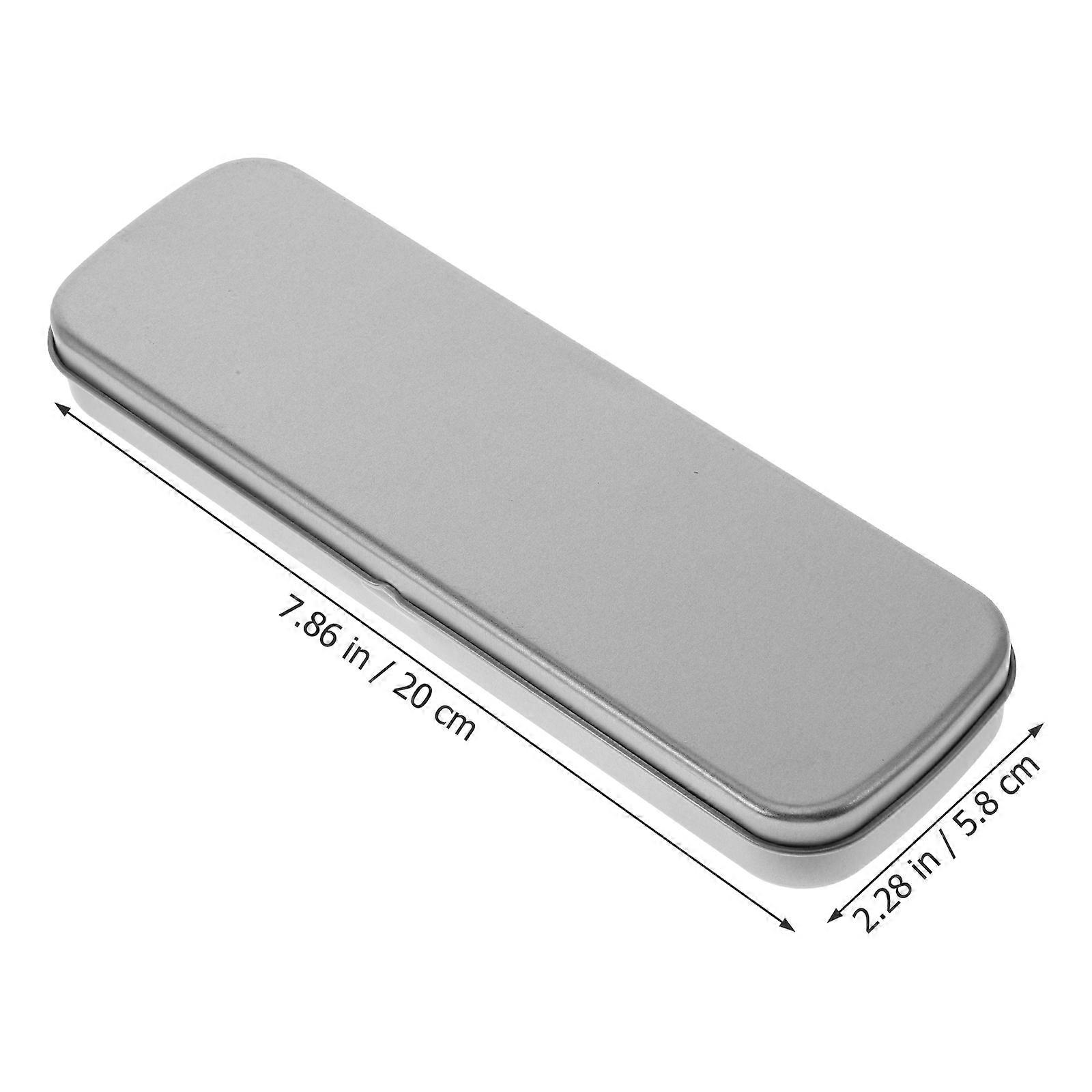 Functional Metal Pencil Boxes Silver School Supply 4Pcs Set