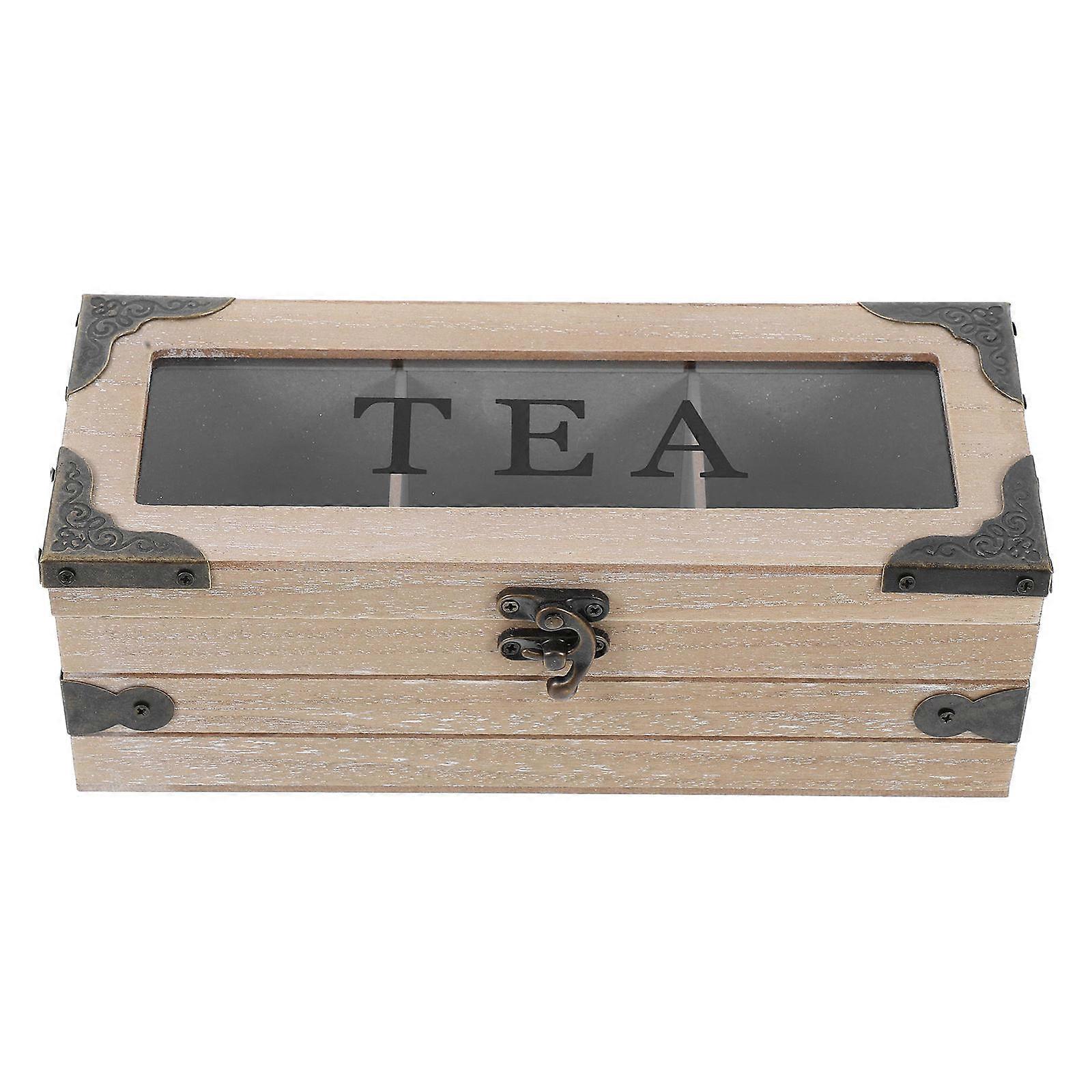 Tea Bag Organizer Wooden Tea Bag Box with Lid for Storage 3Pcs