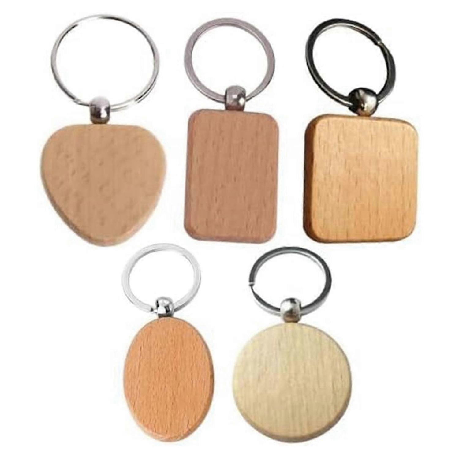 Blank Wooden Key Chain - Mixed Shapes Unfinished Wooden Key Tags