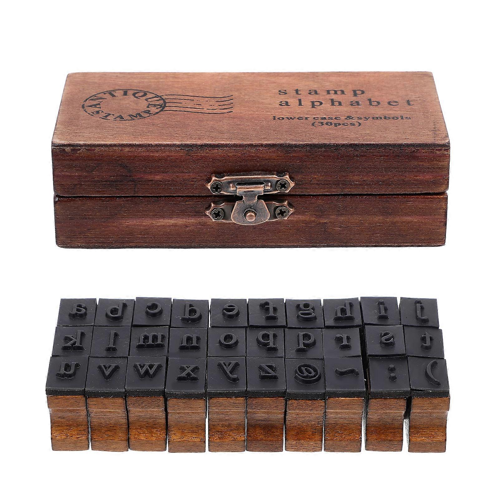 DIY Number Letter Wooden Stamp Set for Scrapbook 1Set Brown Natural Wood
