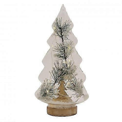 Glass Tree Decoration with Foliage & LED Lights