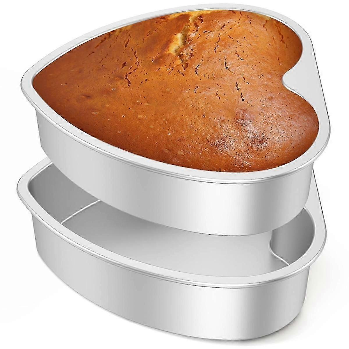 2pcs Heart Shape Cake Pans, 10-inch Aluminum Alloy Cake Baking Molds, Cake Tins For Baking, Non Stick Heart Layers