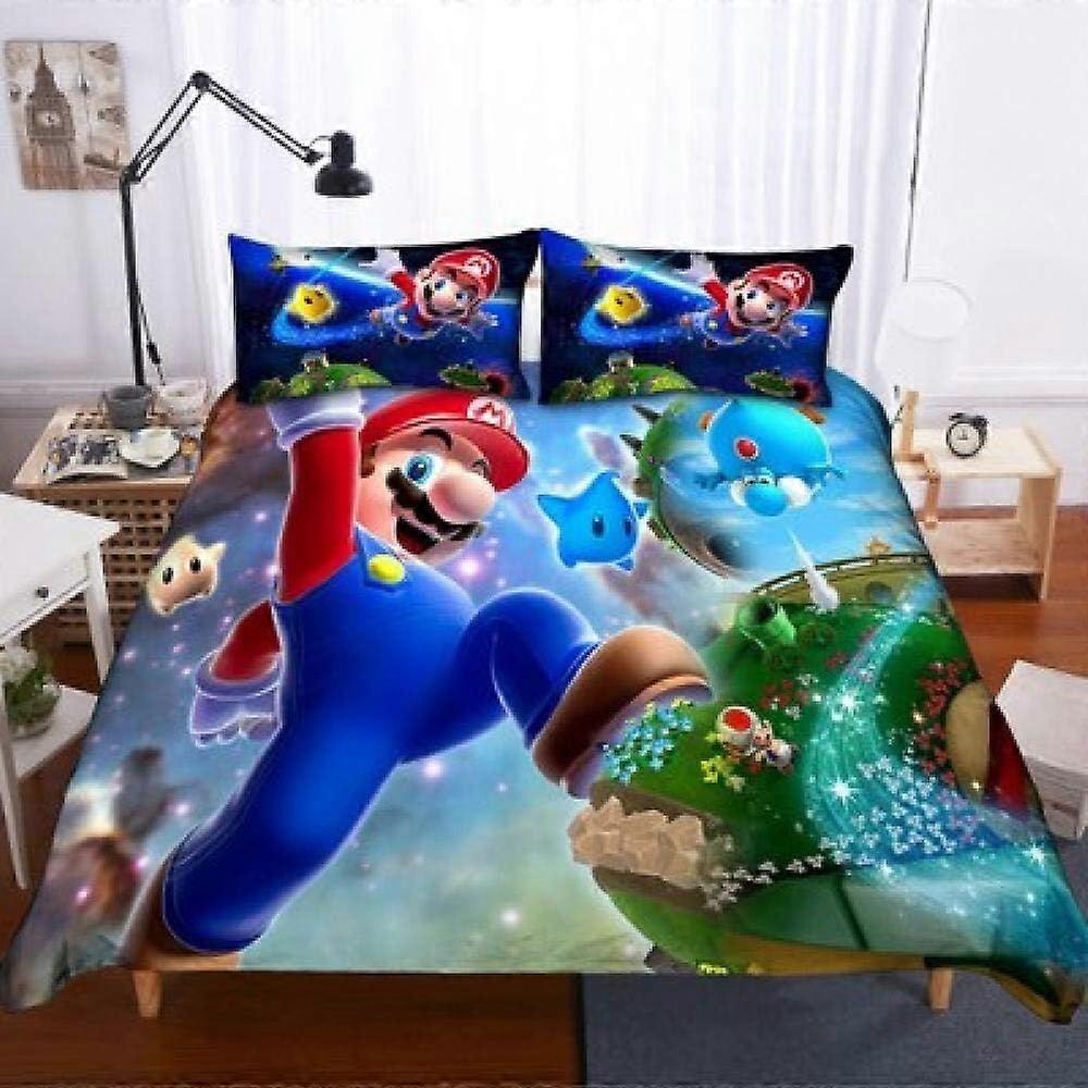 s561 Duvet Cover Set Super King Cute Cartoon Game Characters Three Pieces Print Bedding -Include 1 Quilt Cover+2 Pillowcases-Soft Hypoallergenic, Eas