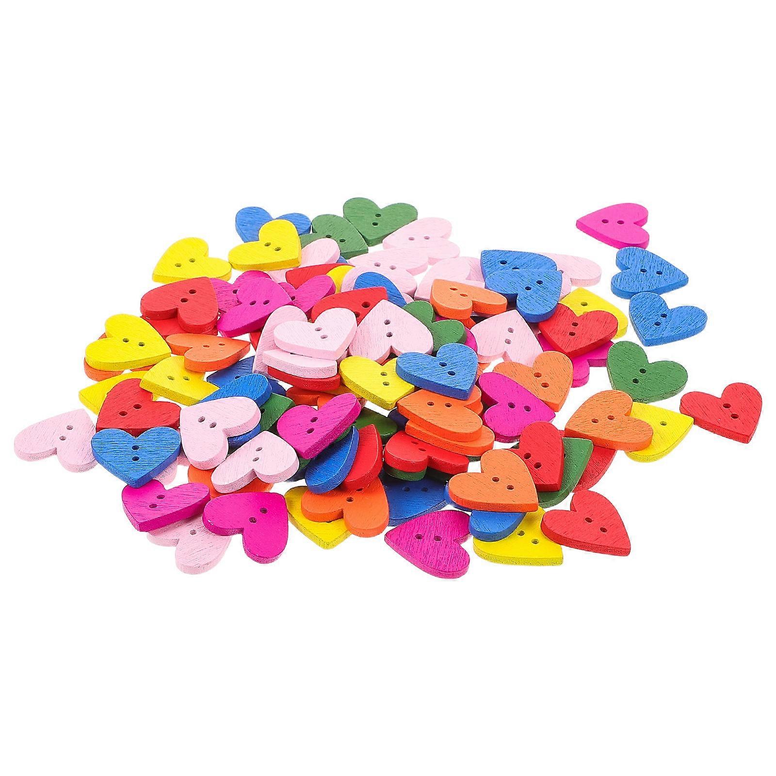 Wooden Craft Buttons for Sewing 500Pcs Heart Shaped Multi Color Buttons