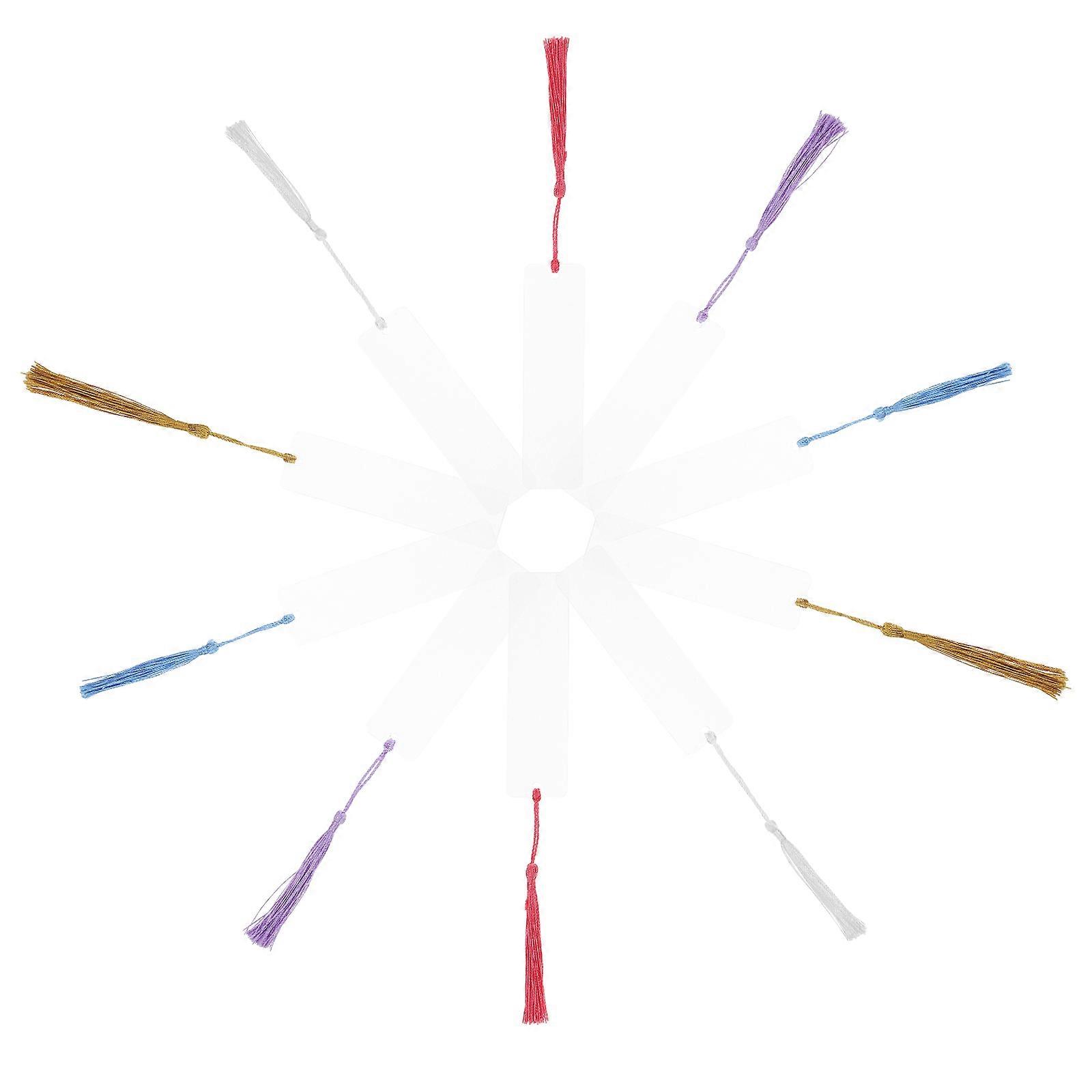 Set of 5 Acrylic Bookmark with Tassel for Reading Use Transparent Bookmarks